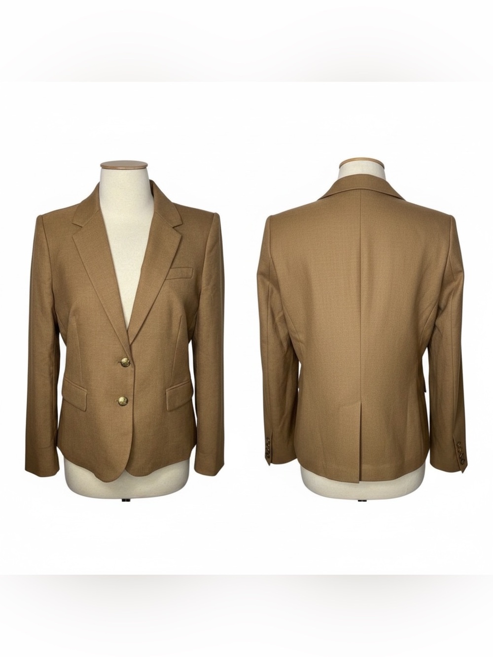 J.Crew Schoolboy Blazer Camel Tan Gold Crest Buttons NWT Size 12 - Picture 4 of 8
